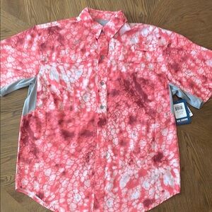 Reel Legends Pink Tie-Dye Button-Up outdoor Shirt